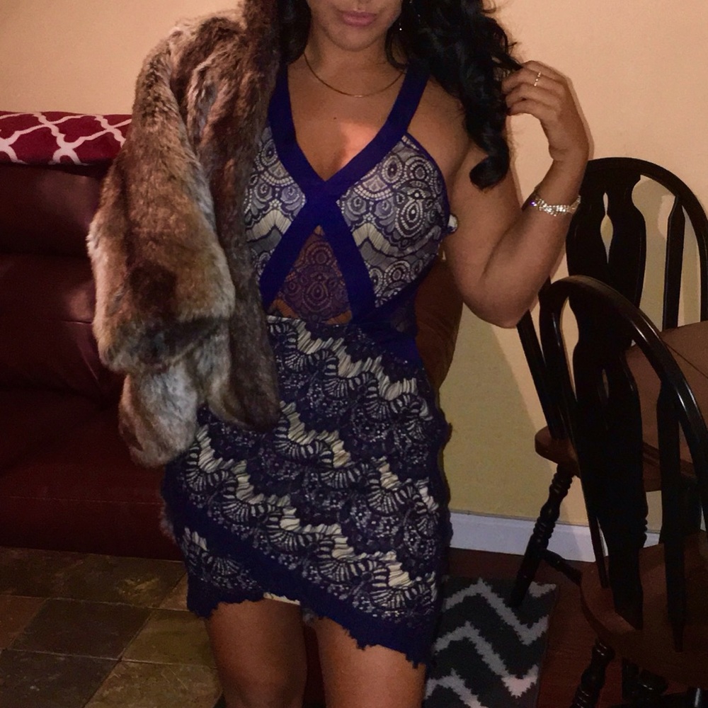 Navy Cream Cocktail Dress